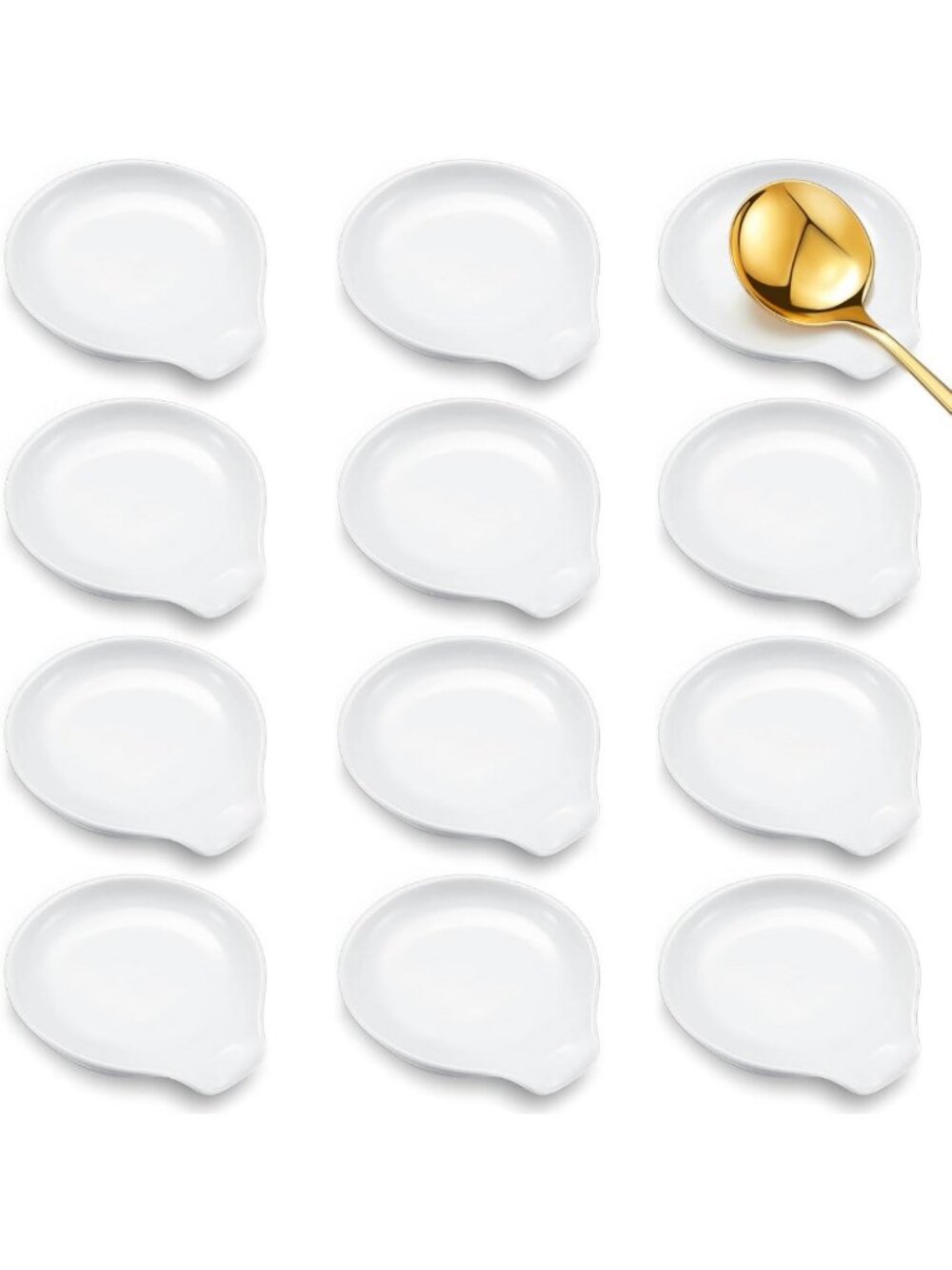 12 Pcs Ceramic Spoon Rest Set - Heat Resistant Porcelain Utensil Holder for